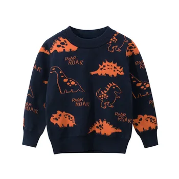 Dječji jesenski topli džemper za djevojčice crtani dinosaur odjeća dječaci soft odjeća pletenje djeca pulover dugih rukava veste