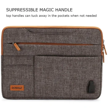 DOMISO10 13 14 15.6 17.3-inčni višenamjenski laptop rukava poslovni portfelj torba-instant poruke sa USB-priključkom za punjenje torba za laptop