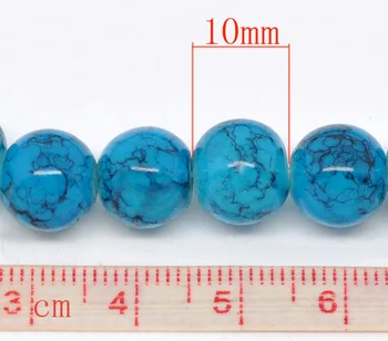 DoreenBeads 158шт tamno plavi okrugli stakleni slobodno teče perle 10mm (B13430), YIWU