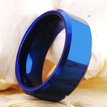 Drop Shipping Women ' s Wedding Band Ring Men Classic Blue Bevel вольфрамовое prsten, vjenčani prsten, dar je dar za žene i muškarce