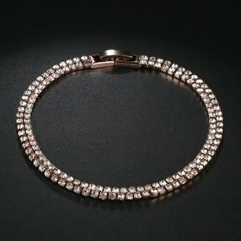 Dvostruki fer brand kubni Cirkon perle, narukvice i narukvice za žene bijela/ Zlatna boja 2 linije par lanac nakit darove KC122M