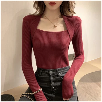 Džemper ins 2020 jesen zima nova donja košulja tanka mršavljenje džemper dugih rukava žene soft liner uske seksi pulover top