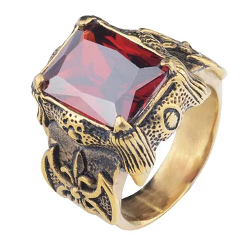 EdgLifU Men Ring ProOne Setting Big CZ Dragon Claw Knight Fleur De Lis prsten od nehrđajućeg čelika vjenčani prsten nakit