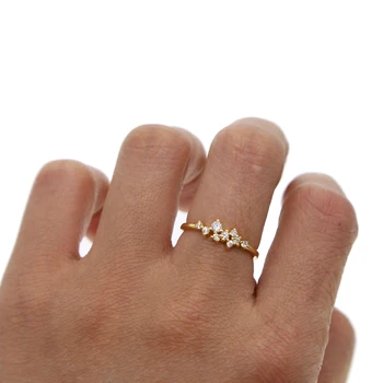 Elegantan, šarmantan tanak cz prsten minimalna minimalistički cz klaster iskre bling visoku kvalitetu žene djevojka slatka nakit prstenje