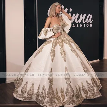 Elegantne duge večernje haljine 2020 slatka s rukavima aplicirano arapski večernje haljine loptu haljina gradacija haljine Robe De Soiree