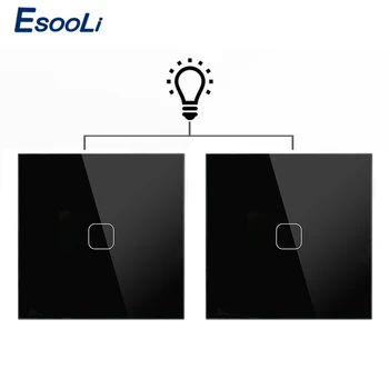 Esooli EU Standard Wall Light Touch Switch 1 Gang 2 Way Control Wall Light Touch Screen Switch, Kristalna staklena ploča