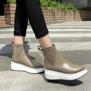 FEDONAS novi retro žene prave kože čizme platforme udobnost svakodnevne čarape Ženske čizme 2021 cipele žena ured pumpe