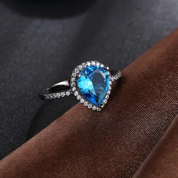 GOMAYA geometrijski nebo plavo prozirni prsten Cirkon za žene kreativni dizajn Šarm ponuditi prsten vjenčanja vjenčani modni nakit