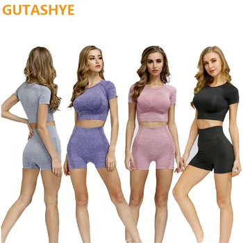 GUTASHYE 8 boja vitalne bešavne kratke hlacice 10 cm na unutarnji šav ženske kratke hlače za joge soft matrični trening kratke hlače s visokim strukom teretana kratke