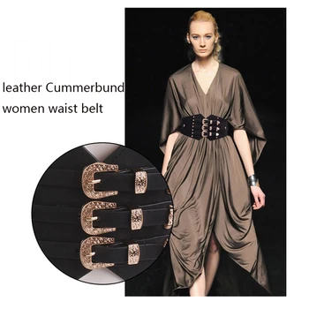 HATCYGG klasicni zona za žene kožni široki pojas Cummerbund ženski pojas sa zakovicama elastični remen ženski pojasevi za haljine opasač