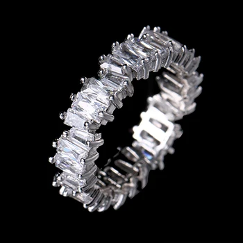 HIBRIDE vruće transparentno kubni Cirkon žene muški prsten bijelo zlato boja prst prsten za vjenčanje pokloni Spinner ring R-160