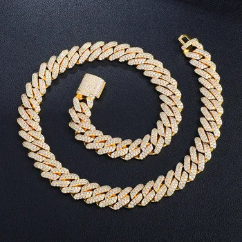 Hip-hop 12 mm CZ teška kubanski Зубец narukvice ogrlice kutija buckle ledene Cirkon ogrlice lanci za muškarce nakit s čvrstim naslonom