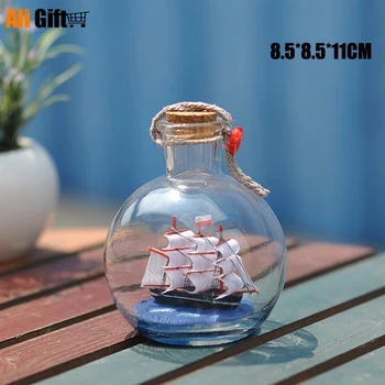 Home Decor Mini Sailing Pirate Ship Brod Small Wood Cork Glass Drift Charm Wishing Bottle Vial valentine ' s Day Poklon