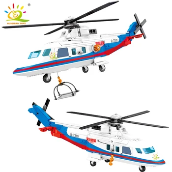 HUIQIBAO 391pcs Sea Rescue Police Helicopter Building Blocks City Plane Figures Bricks edukativne igračke za djecu