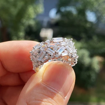 Huitan obećanje Ljubav prsten za žene luksuzne ponude vjenčano prstenje sjajna cirkonij tanak dar ženski modni nakit