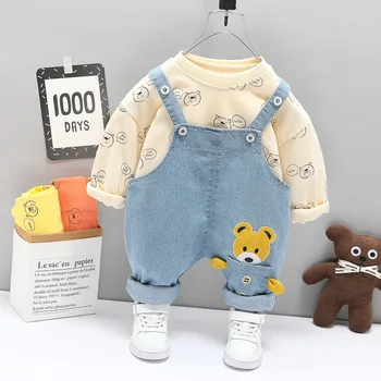 HYLKIDHUOSE Baby Boys Girls Odjeca Sets 2021 Proljeće dijete infant casual odjeća medvjed majica tijelo, djeca dječji kostim