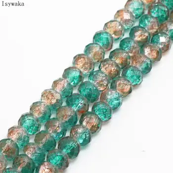Isywaka 6x8mm zeleno i narančasto 70шт cvjetni Рондель Austrija izbrušena Crystal staklene perle slobodan potpornji okrugle perle izrada nakita