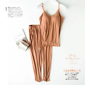 Japanski stil pamučne tanke pidžama Ženski ljeto skraćeni hlače s kratkim rukavima odijelo s grudima pad cup casual stretch loose home