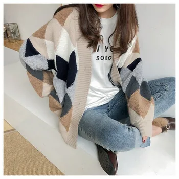 Kardigan džemper 2021 proljeće i jesen novi ins popularni retro francuski slobodan pletene kardigan srednje dužine čist crveni džemper i kaput b012