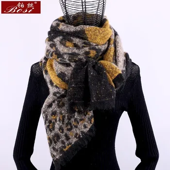 Kašmir maramu Leopard pokrivač print zimska moda za žene sa Šal pokrivač duge šalove brand oversize vunene oblozi пашмина
