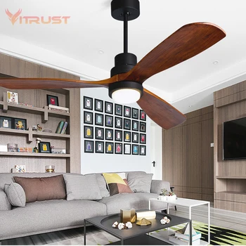 Klasicni stropni ventilator i svjetlo LED ventilator luster drvene led rumenilo plafonjere jednostavan stropni ventilator 42/52 u.