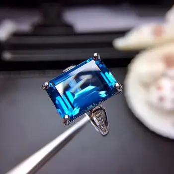 Klasični duboki plavi topaz prsten srebrni nakit je danas prsten 925 sterling srebra donje prsten prirodni topaz veliki veličina dobru boju djevojka poklon