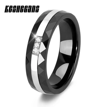 Klasični keramički prsten za žene krug CZ modni nakit za vjenčanje vintage retro Crystal plemeniti čelik romantični prsten za prste