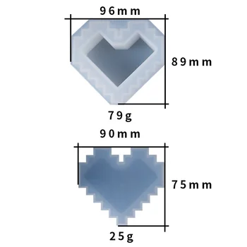 Kornjača isporuka DIY Crystal epoksida kalup piksela ljubav kutija za pohranu silikonski kalup za smole srce u obliku kutija za pohranu kalup