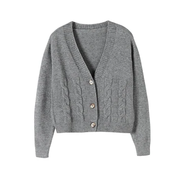 Kratke pletene kardigan ženska proljetna odjeća 2021 novi stil vanjski jesen twist džemper mala ženska jakna s visokim strukom