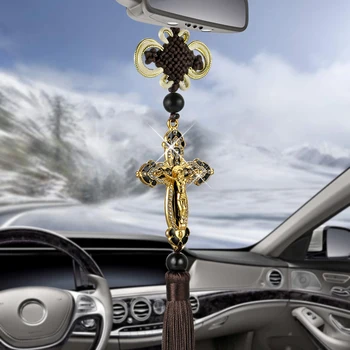 Križ Isus Kršćanski Vjerski Auto Privjesak Metal Dijamant Retrovizor Ukras Naljepnica Visi Automobila Auto Oprema