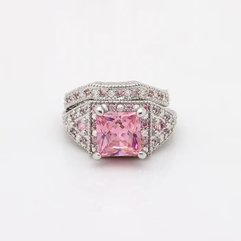 Kubni Cirkon prsten za žene angažman crno zlato-boja ljubičasta roza starinski dar modni nakit zaručnički prsten skup