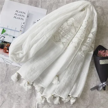 KYQIAO women boho lace head scarf mori girls jesen zima Južna Koreja svježe slatka duge bijele čipke maramu hidžab oblak zavrsena
