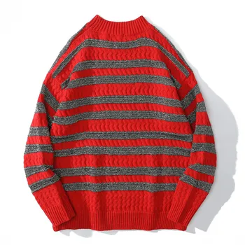 LINDSEY SEADER džemper muškarci skakač pletene trake soft guste Harajuku ulični dres odjeća pulover ogroman veste