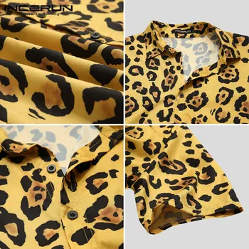 Ljeto muškarci Leopard Print majica kratkih rukava 2021 ulica нагрудные svakodnevni stilski havajske košulje Chic Beach Camisa S-5XL INCERUN