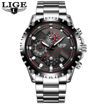 Luksuzni brand LIGE mens moda sport vojne kvarcni sat muškarci sve čelične poslovne vodootporan sat Relogio Masculino+kutija