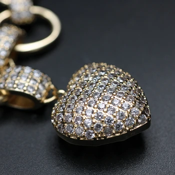 Luksuzni narukvica u obliku srca puna visoka kvaliteta kubni cirkonij zlatne boje ovjesa na lanac narukvice za žene modni nakit