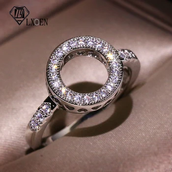 LXOEN moda krug cijele vjenčano prstenje za žene sa srebrnim bojama Dama zaručnički prsten je poklon nakit
