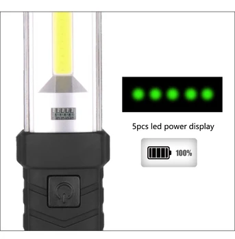 Magnetni led svjetiljka COB+LED Work Light USB akumulatorska svjetiljka Baklja popravak svjetlo svjetiljke s kukom Prijenosna svjetiljka