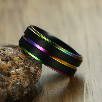 Meaeguet trend sretan prelijete prsten za muškarce casual odjeća prsten od nehrđajućeg čelika gay lesbian vjenčano prstenje 8 mm veličine SAD
