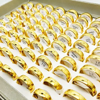 MIXMAX veleprodaja veleprodaja stranke 25 kom/pak. 6 mm boja zlata prstenje muški ženski nakit od nehrđajućeg čelika angažman vjenčano prstenje