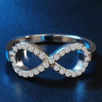 Moda srebrna boja beskonačno prsten za žene djevojka s luksuznim цирконием prst prsten prozirni kristal nakit svadbeni poklon