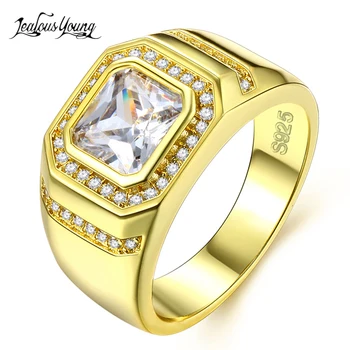 Moda Zlatna boja kvadrat Cirkon muški prsten gotička prsten od nehrđajućeg čelika luksuzni muški prsten za vjenčanje nakit anel anillos