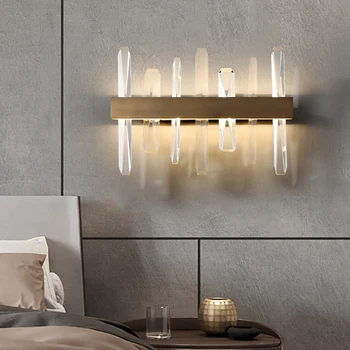 Moderan dizajn Kristalnu zidna lampa za spavaće sobe noćni luksuzni zid od nehrđajućeg čelika bra unutarnja rasvjeta zidne lampe
