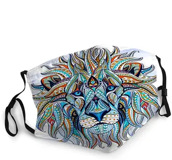 Moderan prozračna maska za lice otaku s uzorkom glave lava na гранжевом Afrički Indijskom Тотеме