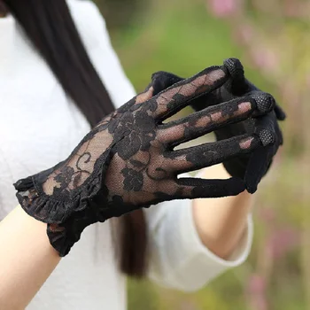 Moderan seksi čipke rukavice za zaslon osjetljiv na dodir godina krema za sunčanje dame anti-UV vožnje neklizajući biciklističke rukavice držači od lišća lotosa