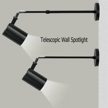 Moderna led pop-teleskopski zidne svjetiljke aluminijska lampa bijela crna, duge ruke zid mrlja svjetlo za slikanje slika Gallary
