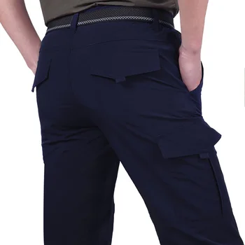 Muški svakodnevni tovara radnu odjeću, hlače Hlače su čvrste boje быстросохнущие tanke multi-džep duge hlače-teretni vanjski hlače