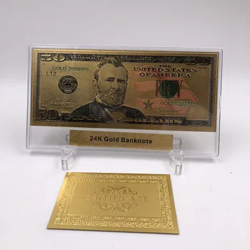 Nice America 24k Gold Banknotes 100 US Dollar in 1928 novčanice u 24k Gold lažni papirni novac s plastičnim okvirom za zbirke