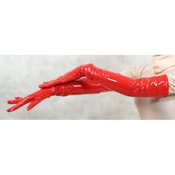 Novi 2018 ženske modne rukavice crne crvene duge rukavice od umjetne kože mokri izgled ženske rukavice ženske vinil rukavice seksi rukavice