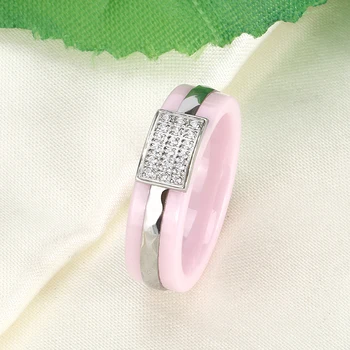 Novi dizajn romantična moda keramičke kristalni prsten pink Igre prsten izjava nakit veleprodaja za žene nakit